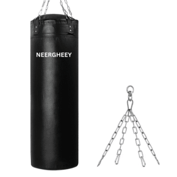 Black Heavy Unfilled Punching Bag with Chain – Durable Training Gear